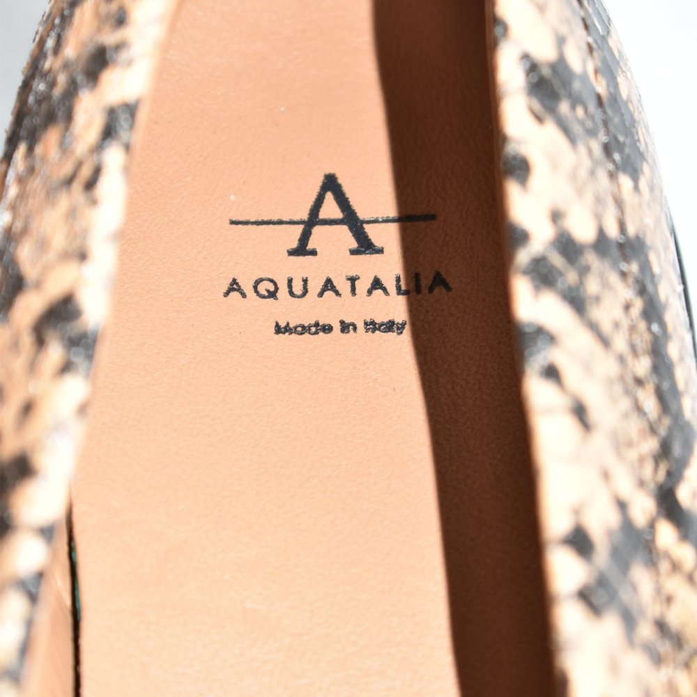 $450 AQUATALIA HONORA SNAKESKIN PRINT LOAFER LEATHER CARAMEL 9 (ME5) - Picture 4 of 8
